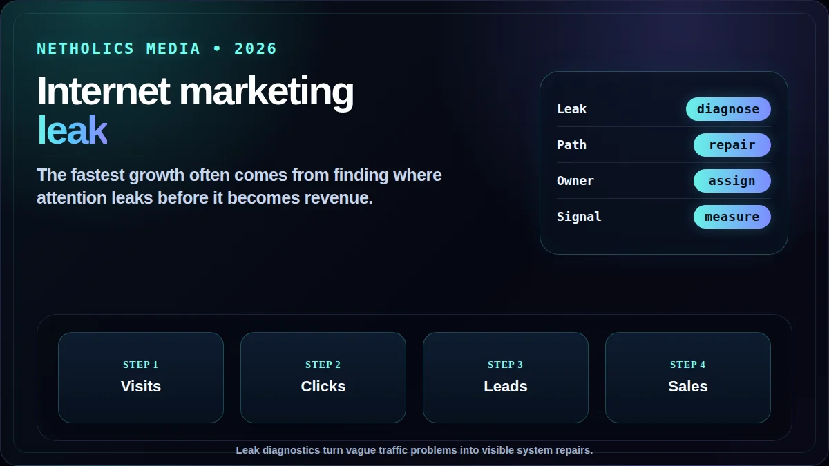 Internet marketing funnel leak diagnostic for small business growth systems by Netholics Media