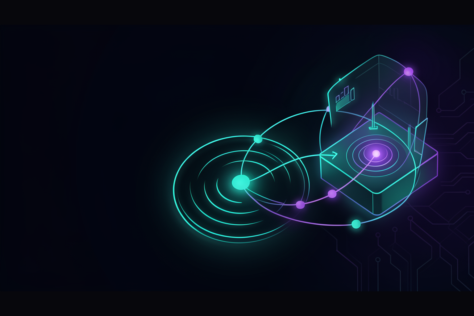 Abstract illustration of an incoming customer lead being answered instantly by automation and turned into a booked job, in teal and indigo on a dark background.
